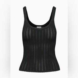 NWT Aritzia Wilfred Eremia Knit Tank Top XS Black Textured Stretch Minimalist